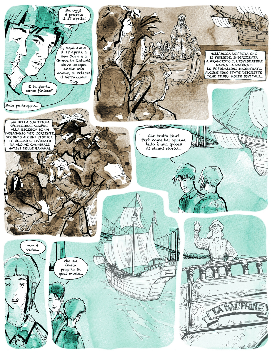 The Verrazzano Day-graphic novel-giovanni da verrazzano-navigatore-scopritore-new york-La Lettura-Corriere della Sera-10 aprile 2016-Comics-fabio delvo
