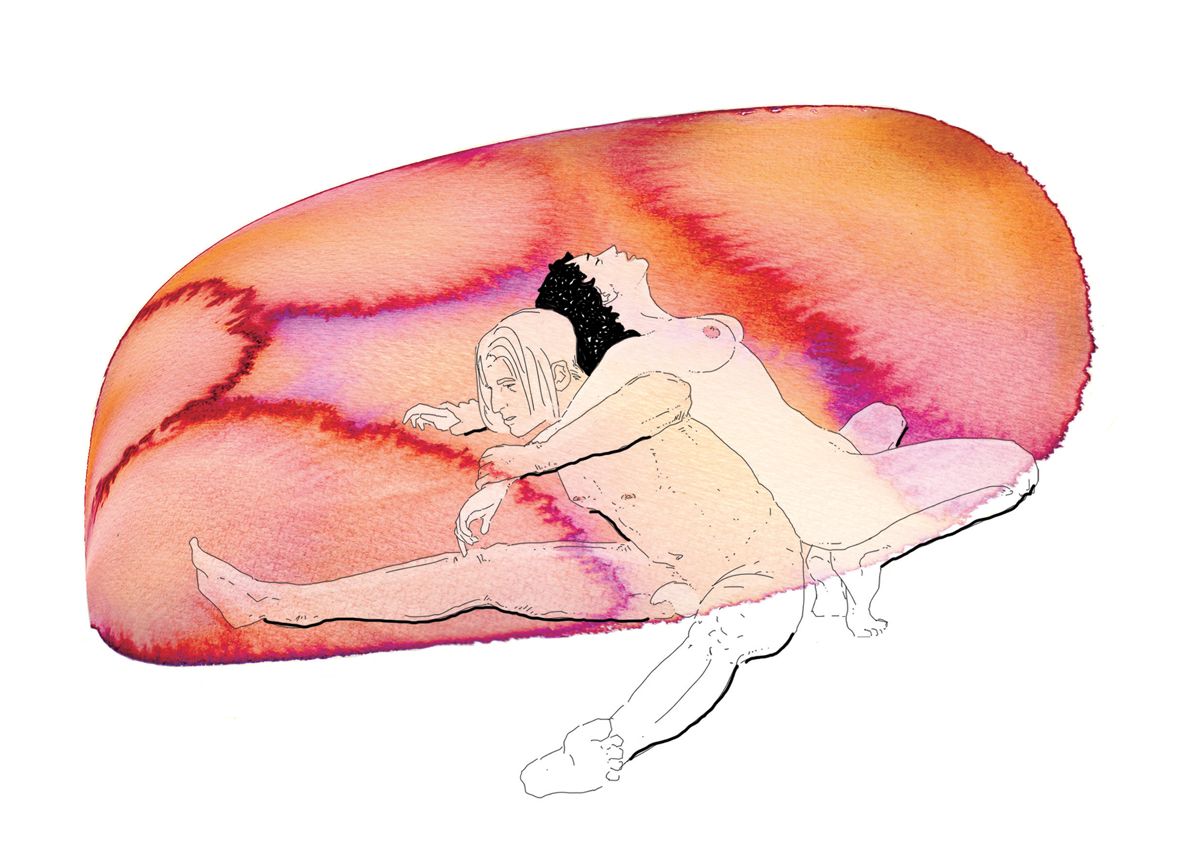 7-correre-running-training-allenamento-runner-sesso-adulti-illustrazione-illustrations-fabio-delvo-delvox-acquerelli-watercolors-allungamento dei muscoli posteriori