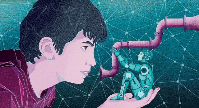 progresso-tecnologia-successo-fallimento-robot-intelligenza-artificiale-autismo-libri-books-illustrazione-illustrations-corriere-della-sera-la-lettura-fabio-delvo-delvox